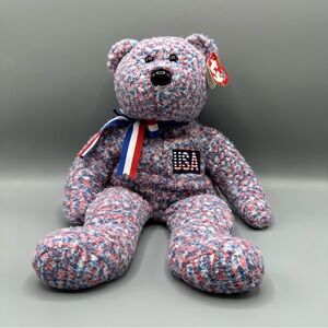 TY Beanie Buddies USA patriotic Bear 14" 2002 Vintage